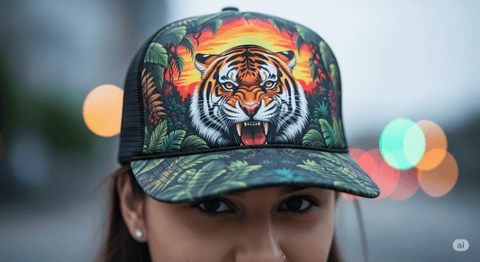Colorful Tiger DTF Transfer in Cap
