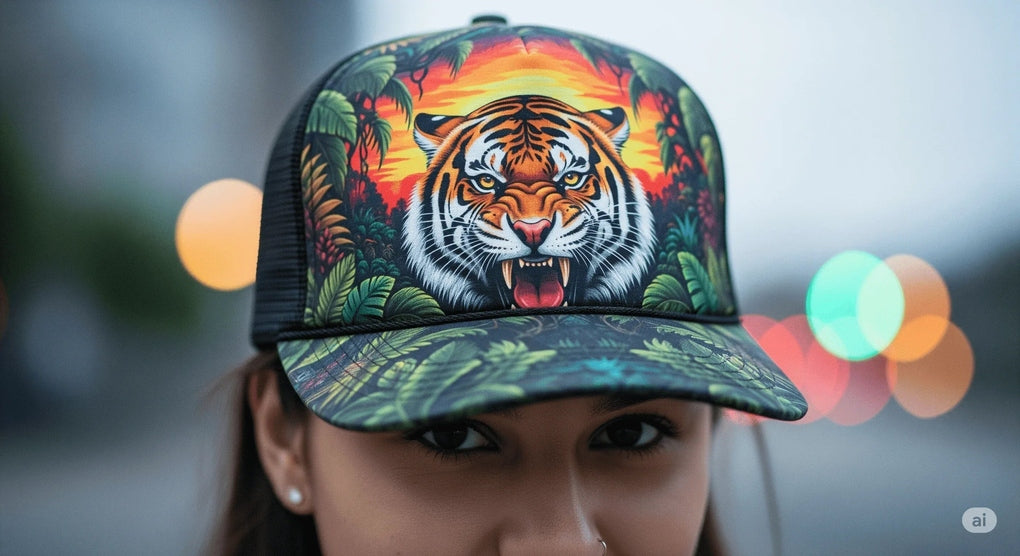 Colorful Tiger DTF Transfer in Cap