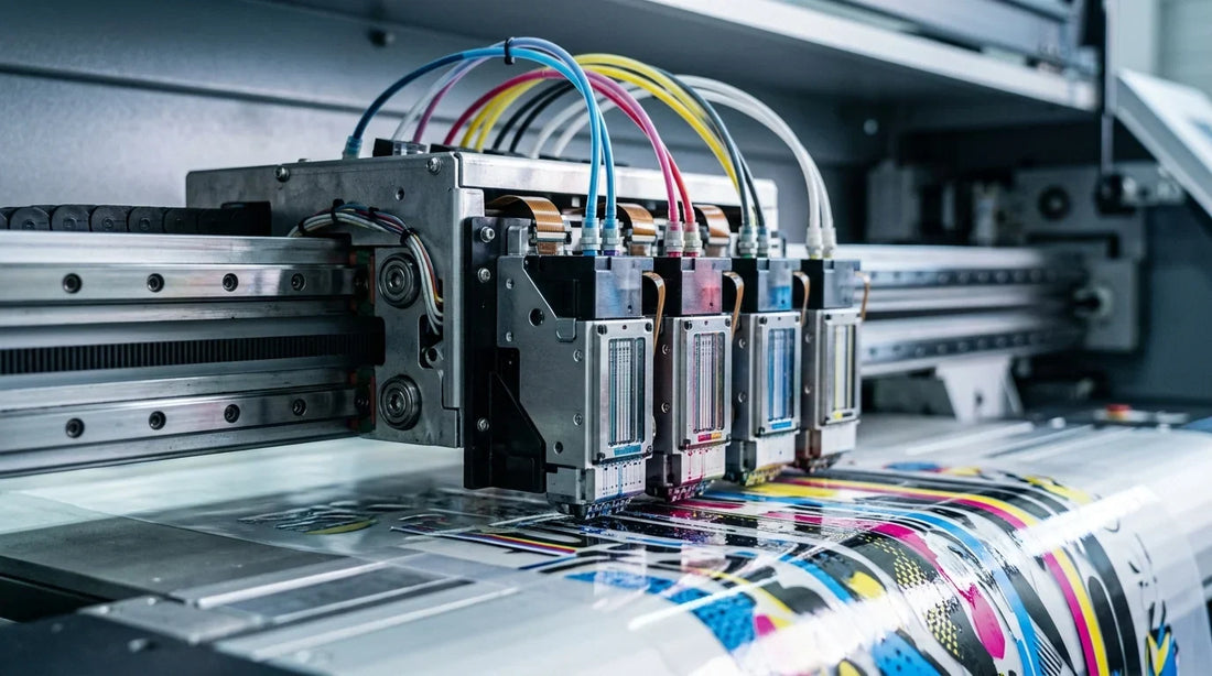 DTF printer printhead carriage array in action
