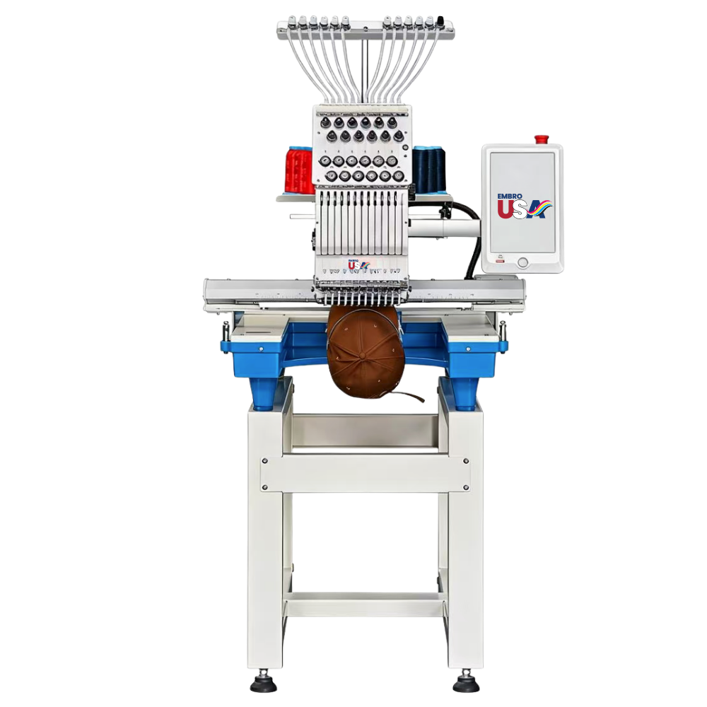 Single Head 15-Needle Embroidery Machine with Cap Support