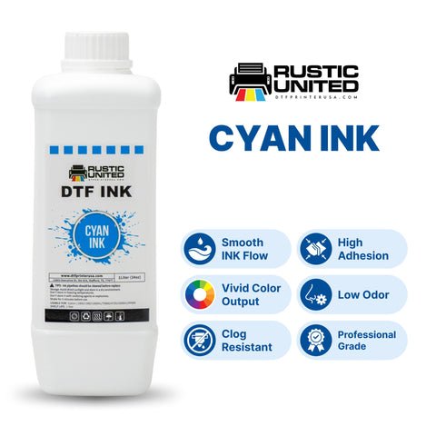 DTF Printer USA Cyan Ink - 1 Liter | High-Quality, Opaque, Long-Lasting ...