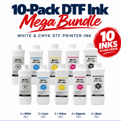 10-Pack DTF Ink Mega Bundle | White & CMYK DTF Printer Ink